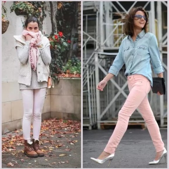 7 FOR ALL MANKIND Jeans Mid Rise Skinny Contour Womens 26 Blush Pink $178 EUC - Picture 4 of 12